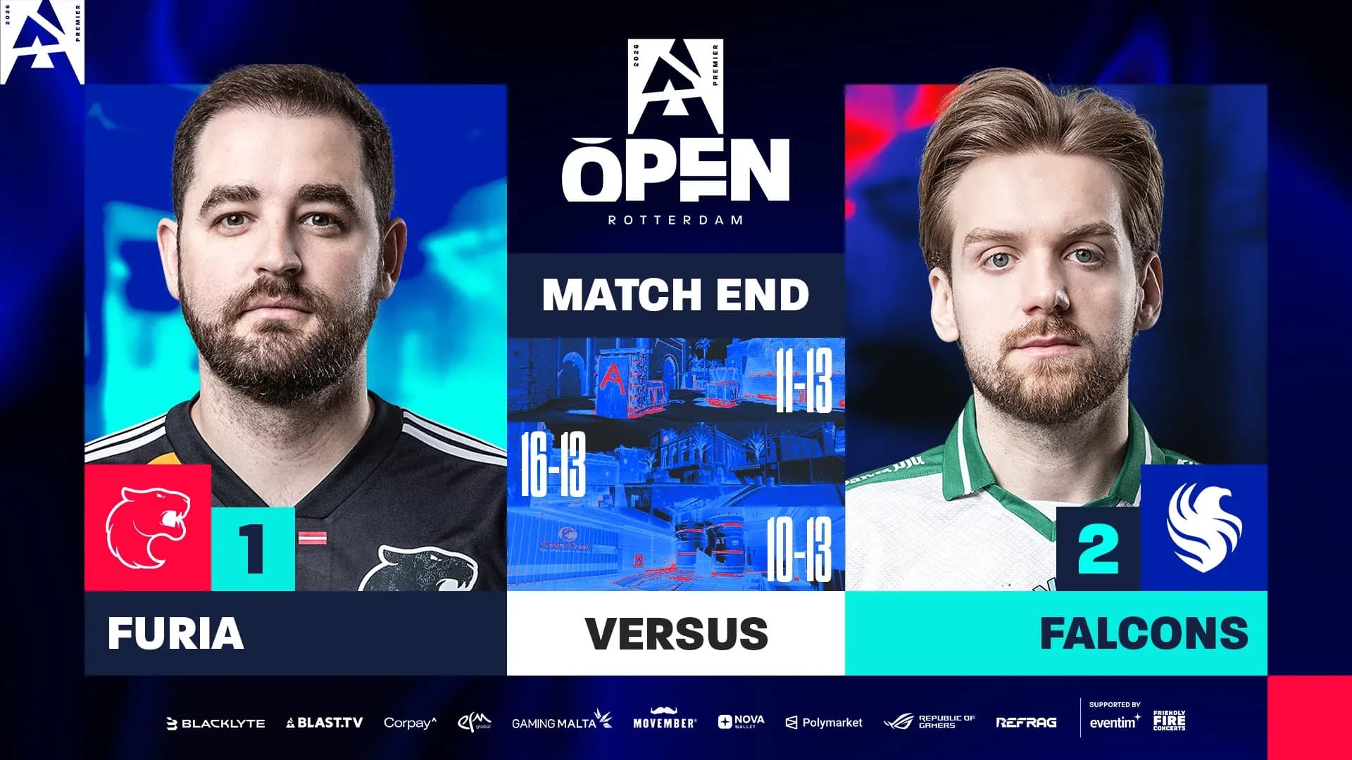 FURIA 1-2 Falcons at BLAST Open Spring 2026 (Image Source: BLAST)