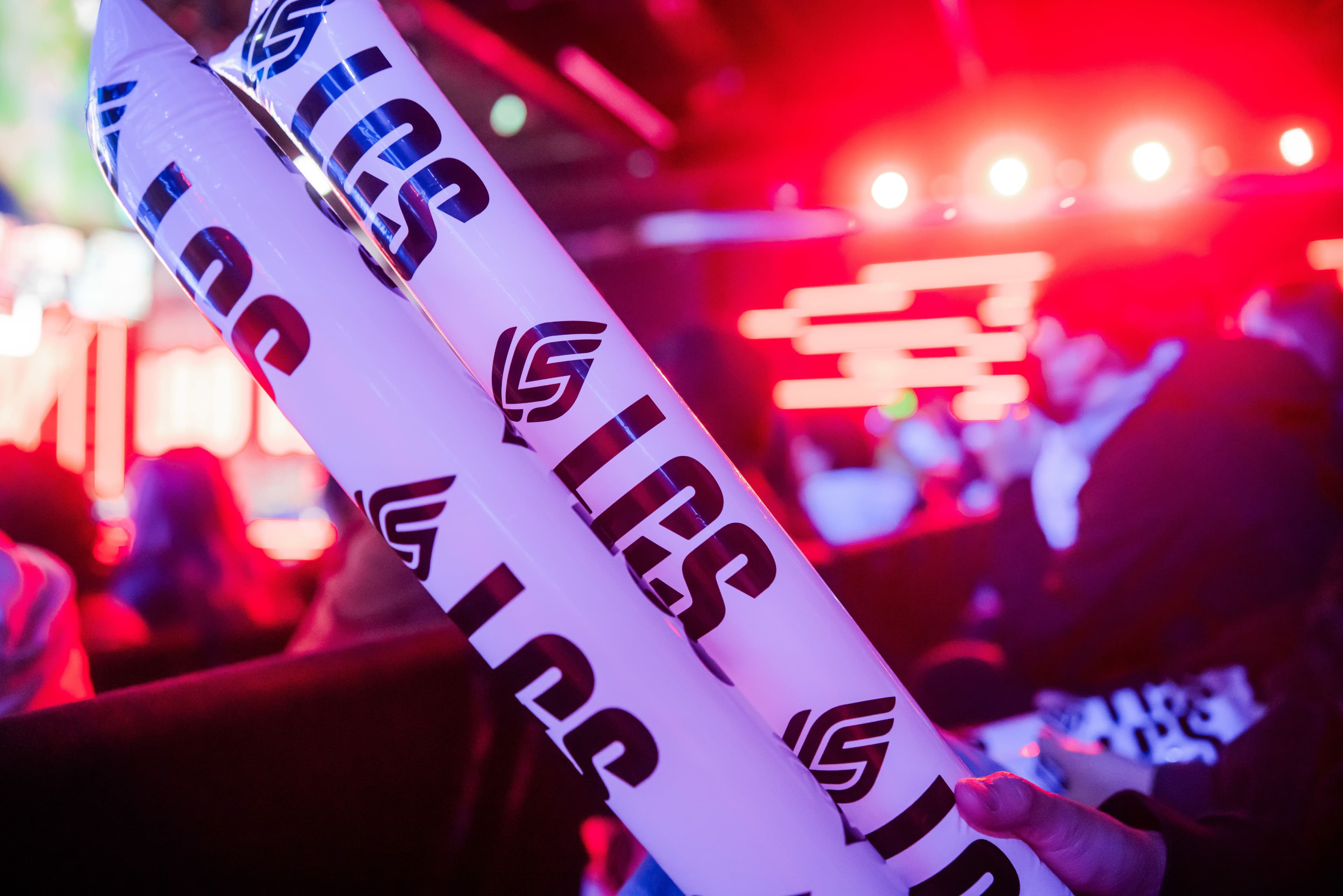 LCS stage and crowd at the Riot Games Arena in Los Angeles, California