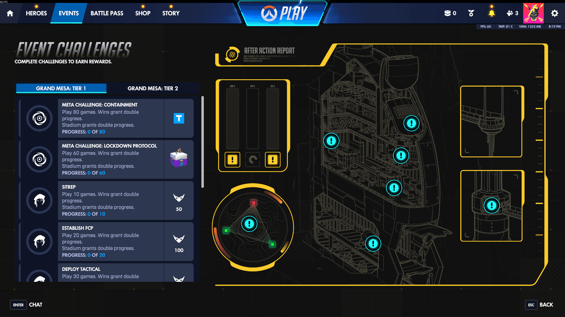 Desafios do Tier 1 do Evento Operation Grand Mesa de Overwatch