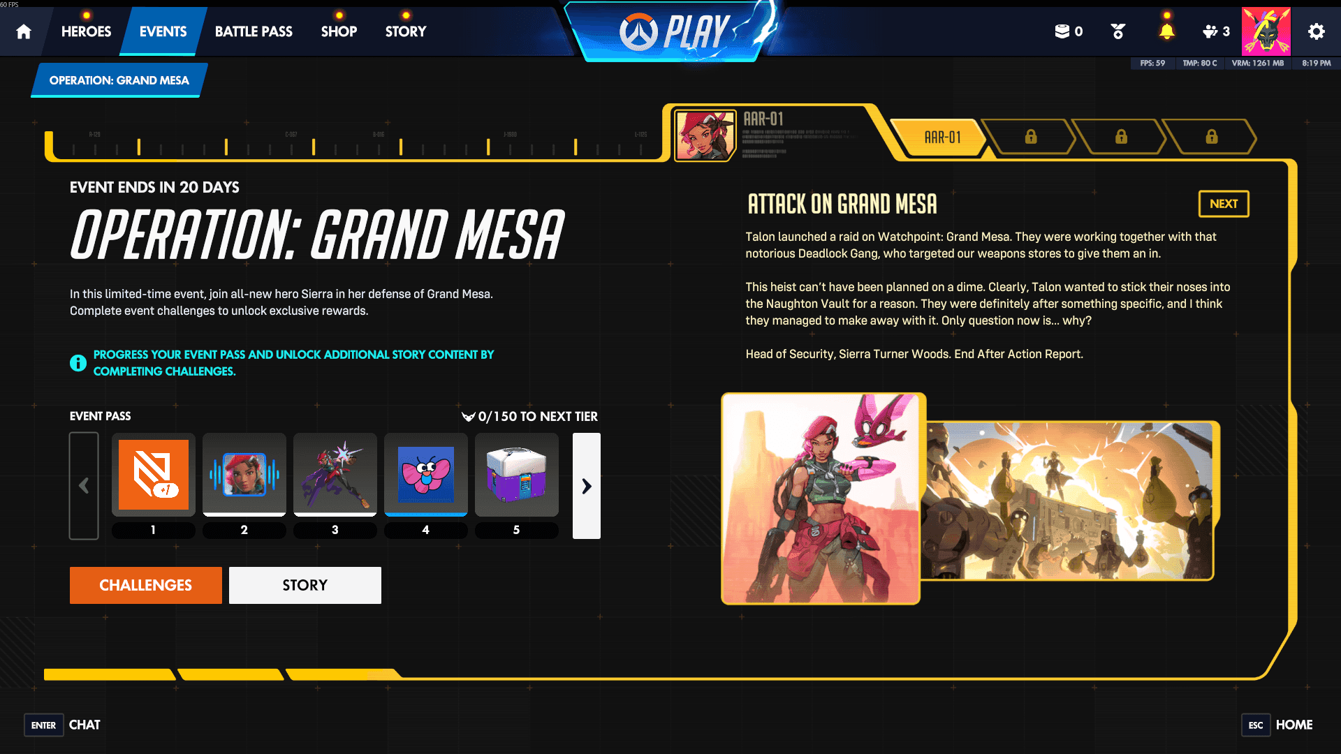 Recompensas do Event Pass do Evento Operation Grand Mesa de Overwatch