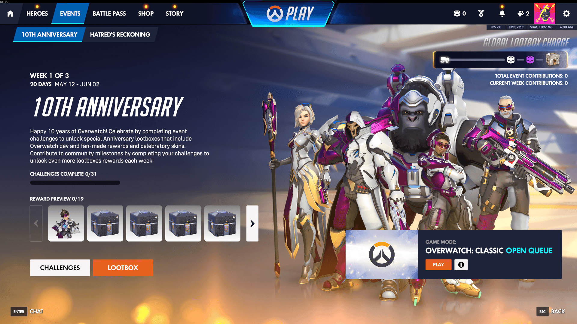 Overwatch 10th Anniversary Event Rewards