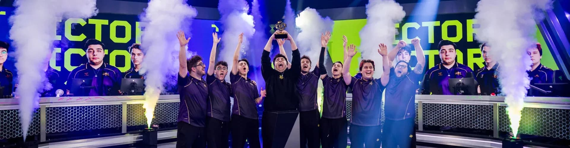 BBL celebrating on stage with the VCT EMEA 2026 Kickoff trophy (Image Source: Wojciech Wandzel/Riot Games)