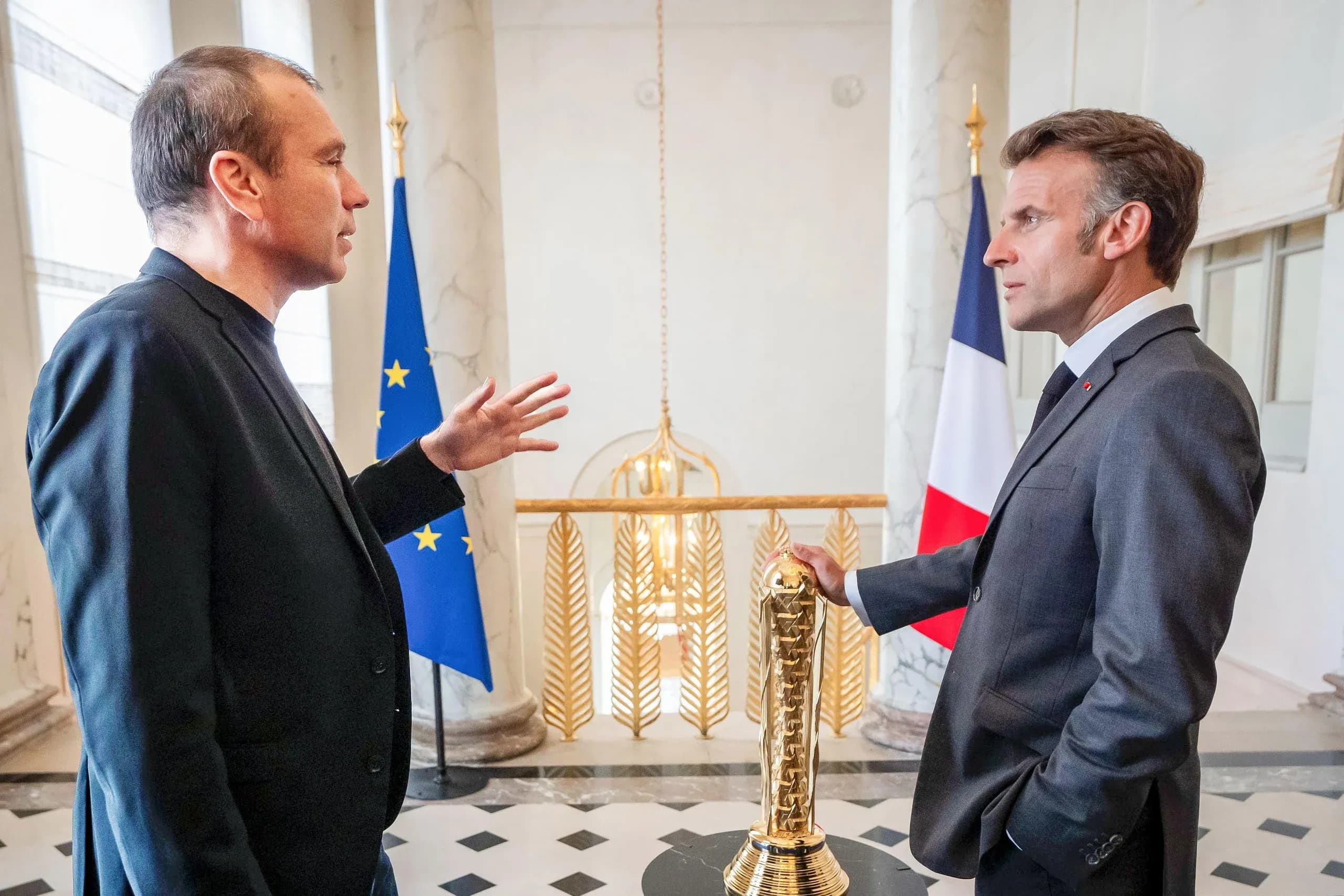President Emmanuel Macron (right) and Ralf Reichert, CEO Esports Foundation (left) at Palais Elysée in Paris, France - May 19 2026