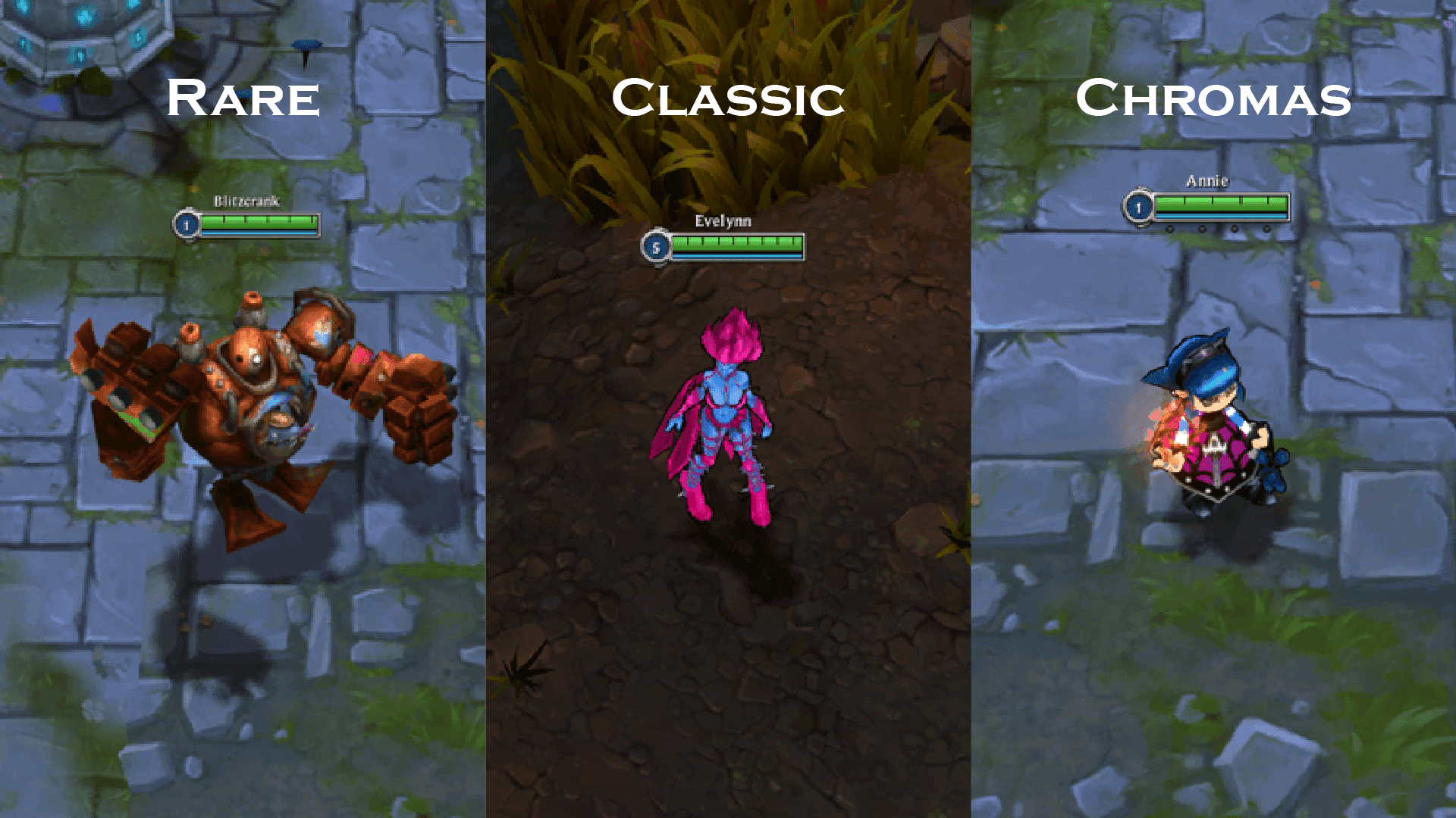 Skin comparisons in League Classic