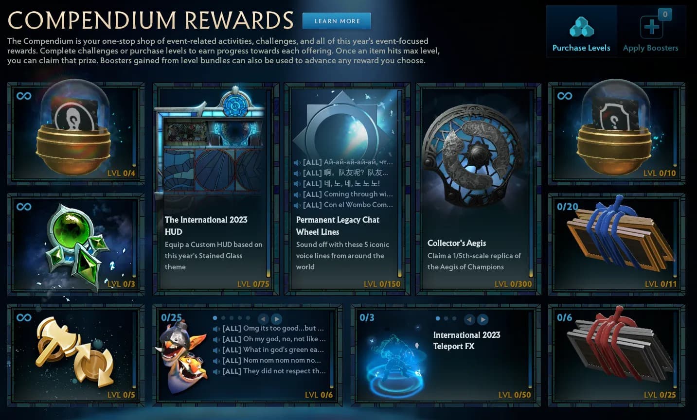 As recompensas ficaram restritas a uma página bastante resumida.