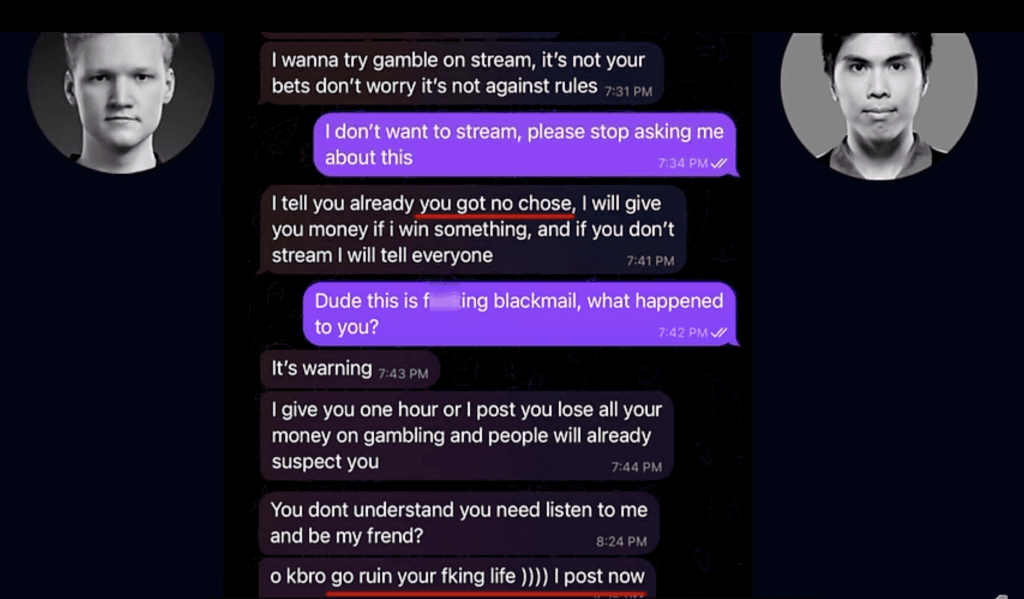 Taiga foi chantageado pela 322 Mafia. Fonte da imagem: Extraída do vídeo do Morf no YouTube