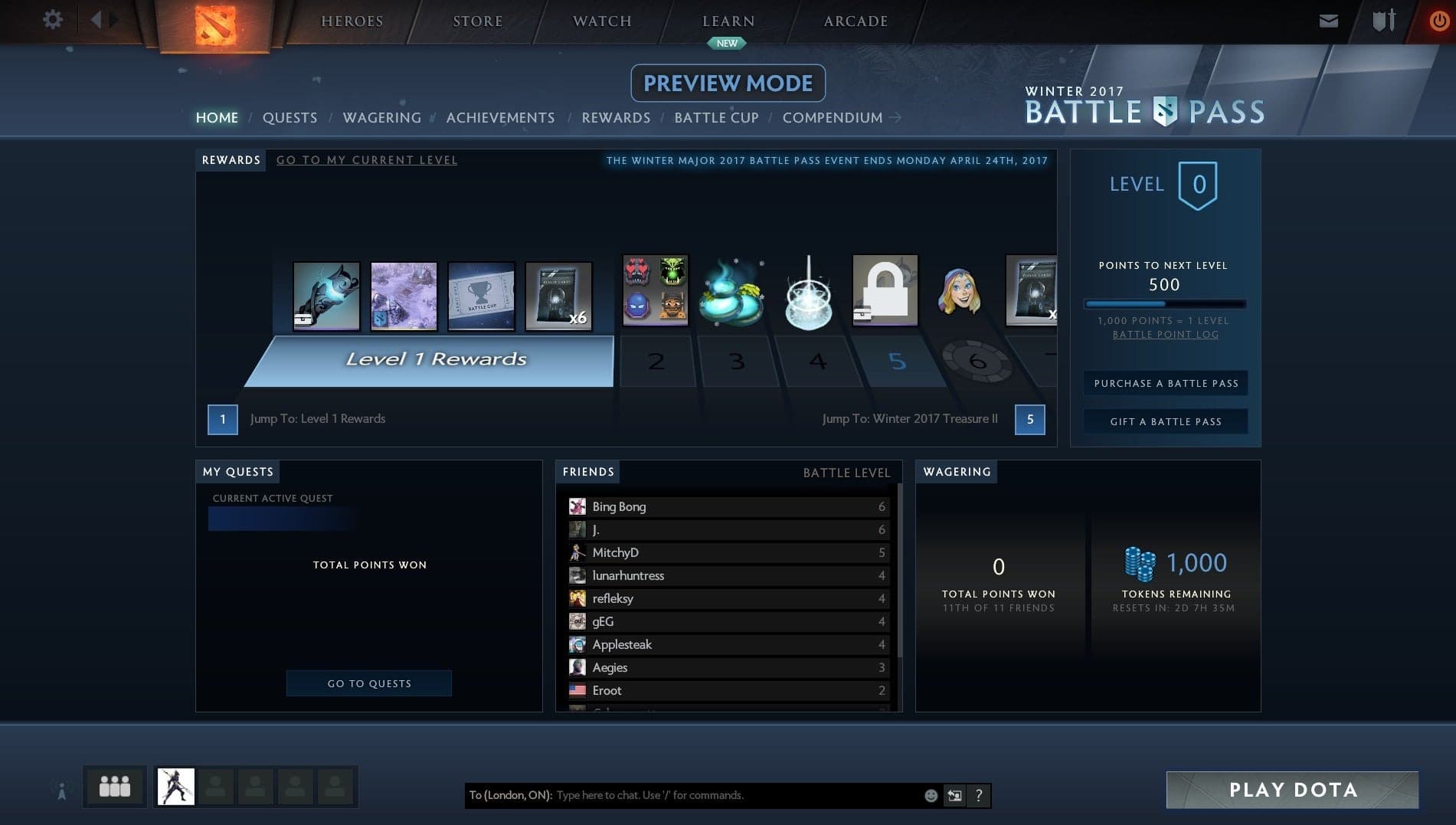 Compêndio pouco antes da mudança para passe de batalha