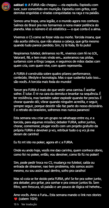 Vocë pode ler a postagem original no instagram aqui