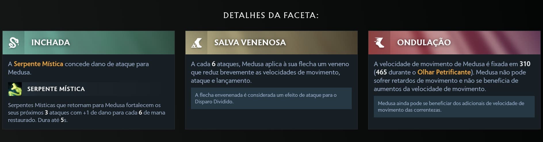 As três facetas da Medusa possuem suas particularidades.