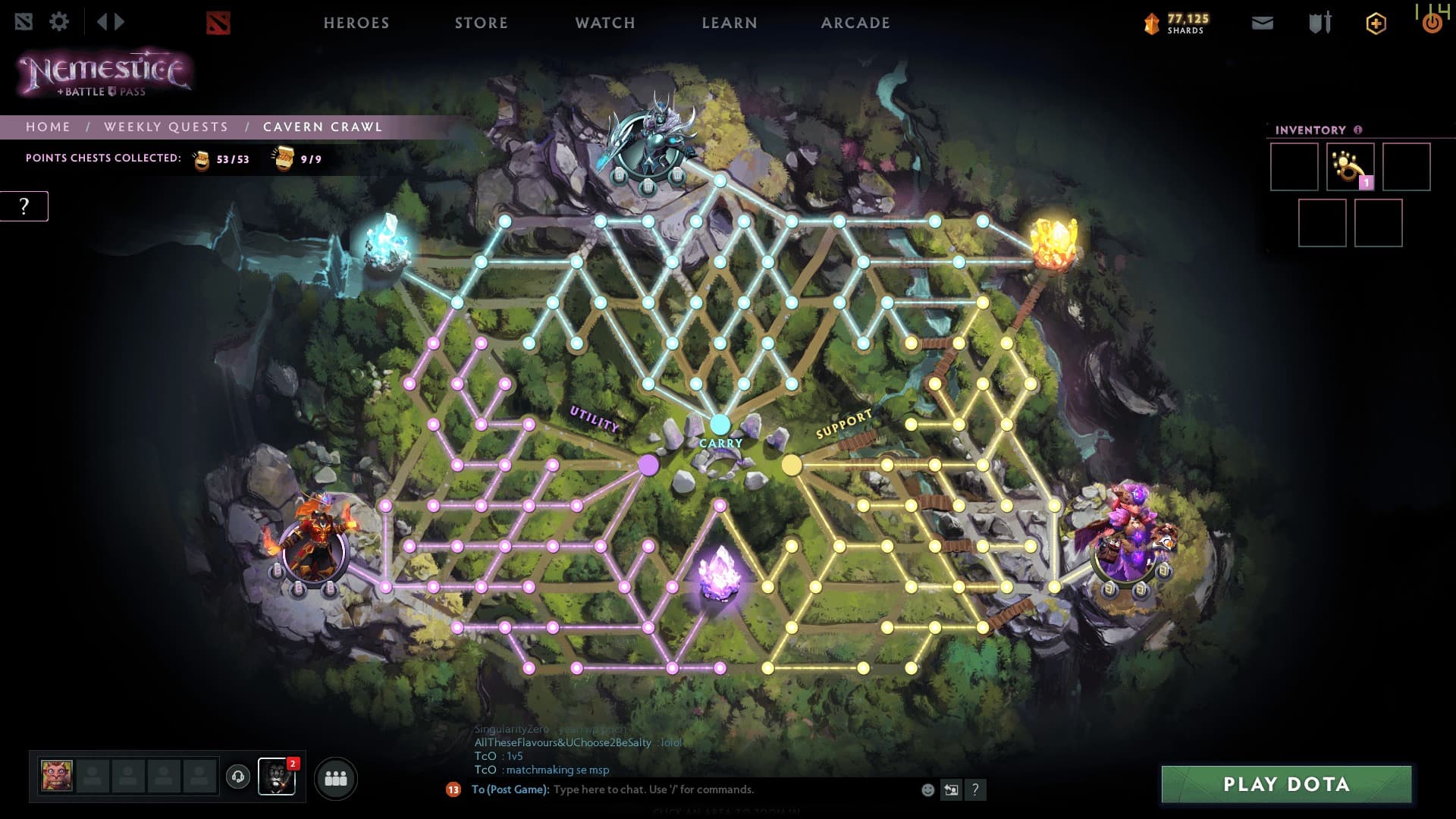 Exemplo da rede de quests do compêndio