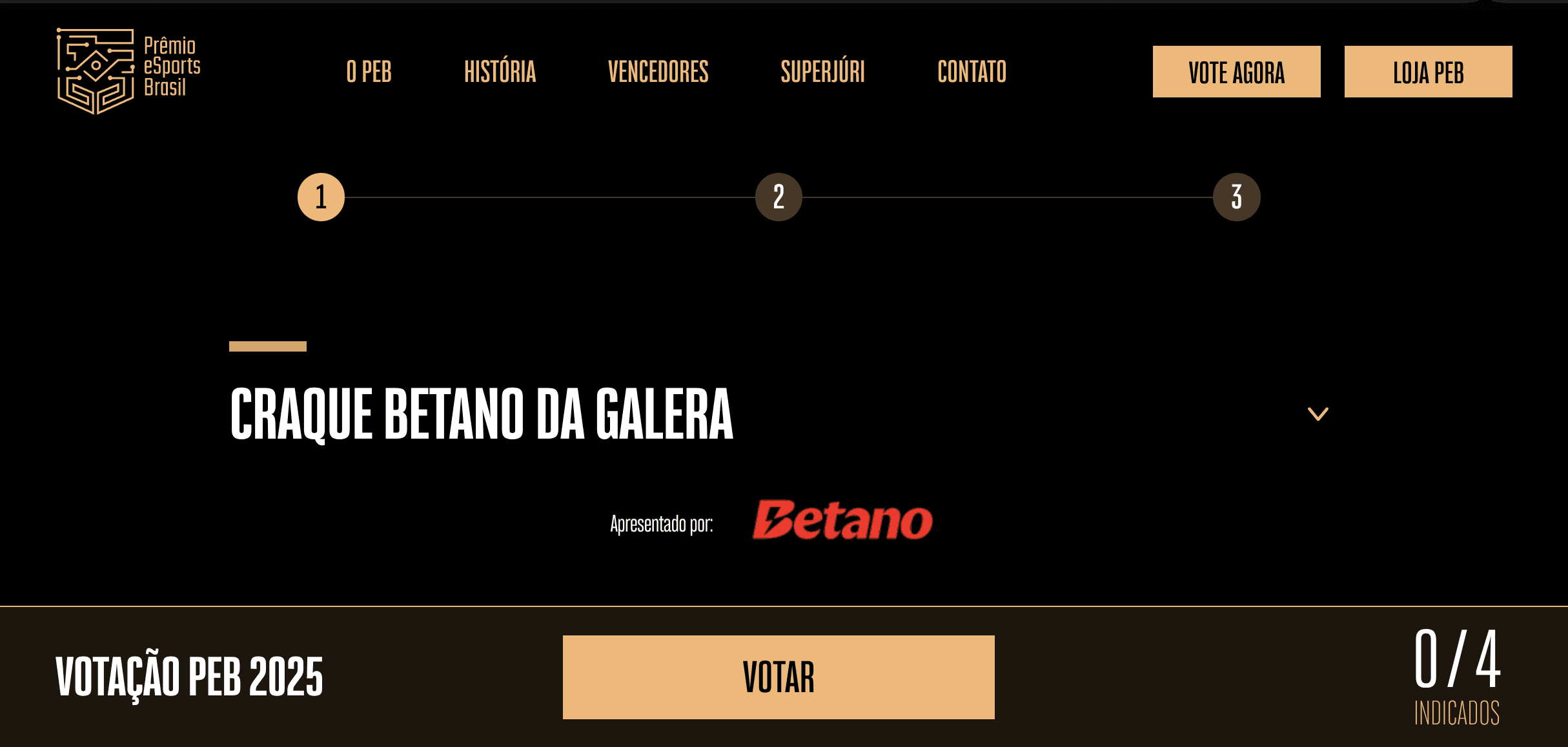 Não dá pra votar no Astini nas finais do Prêmio eSports Brasil.