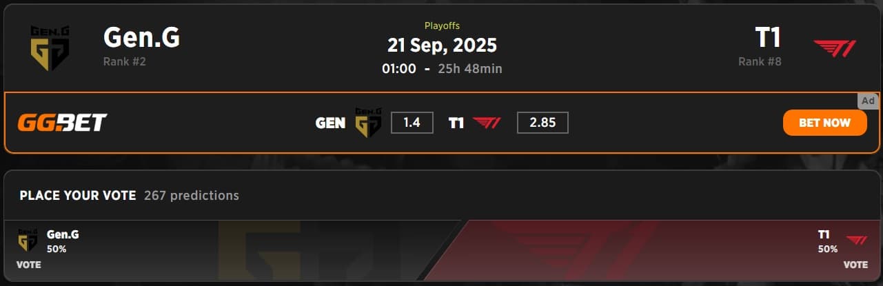 Gen.G vs T1 2025 LCK Playoffs