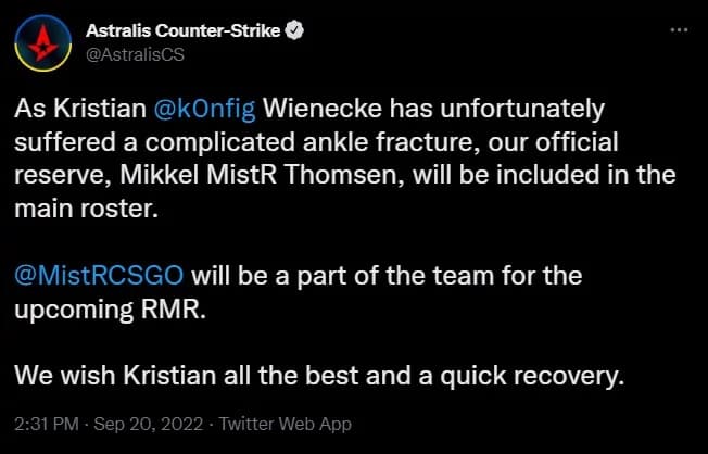 k0nfig to be subbed by Mist