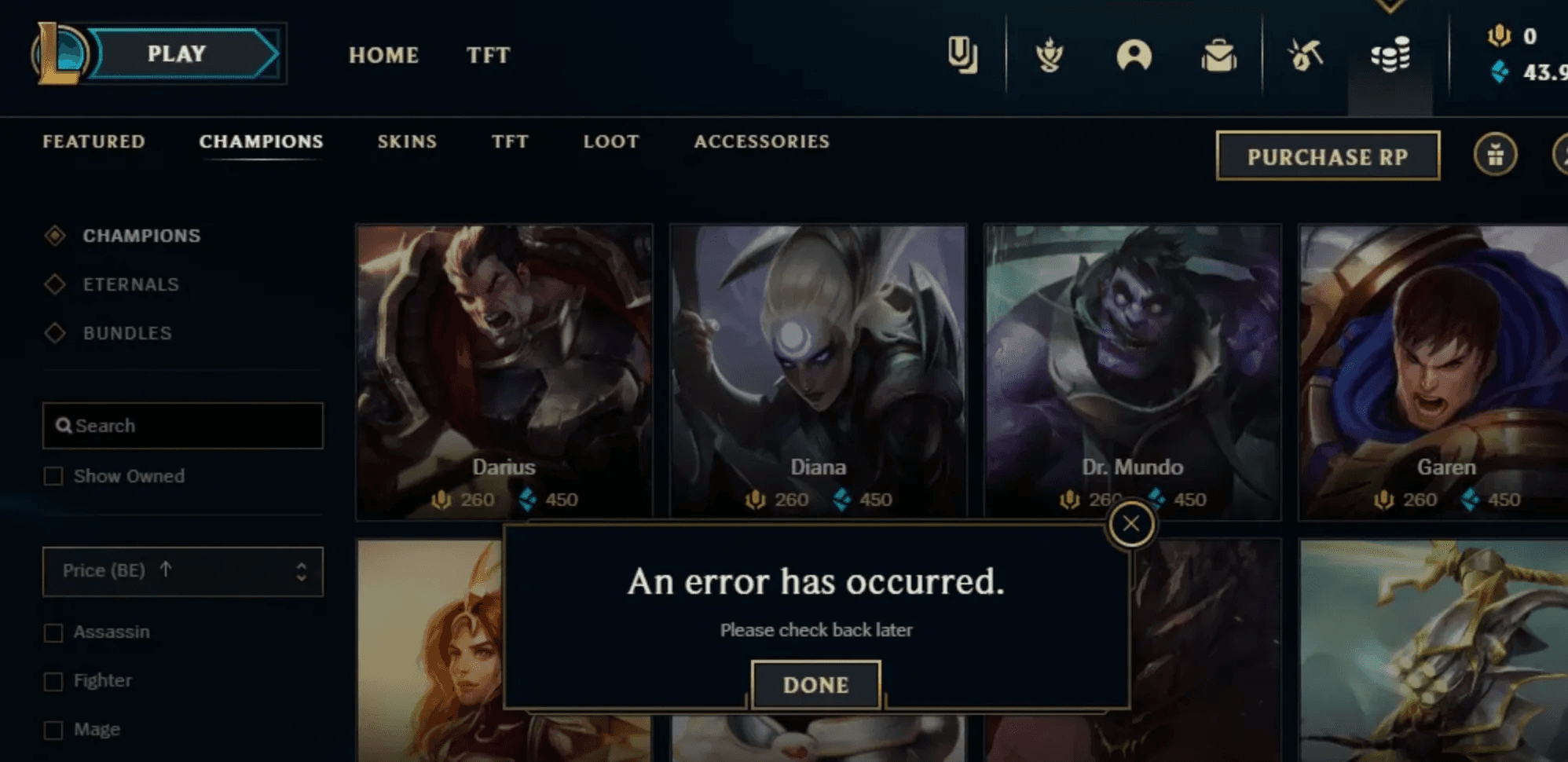How to Fix "An Error has Occurred" in Shop bug for League of Legends