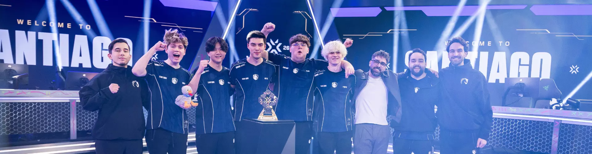 Team Liquid posing with the VCT EMEA 2026 Kickoff trophy
