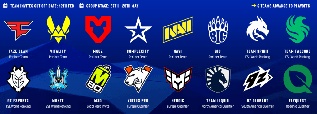 Attending teams at IEM Dallas