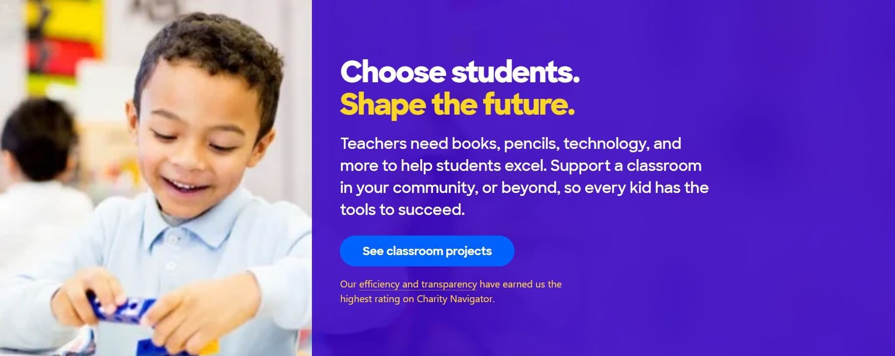 DonorsChoose campaign landing page (Credit: DonorsChoose)