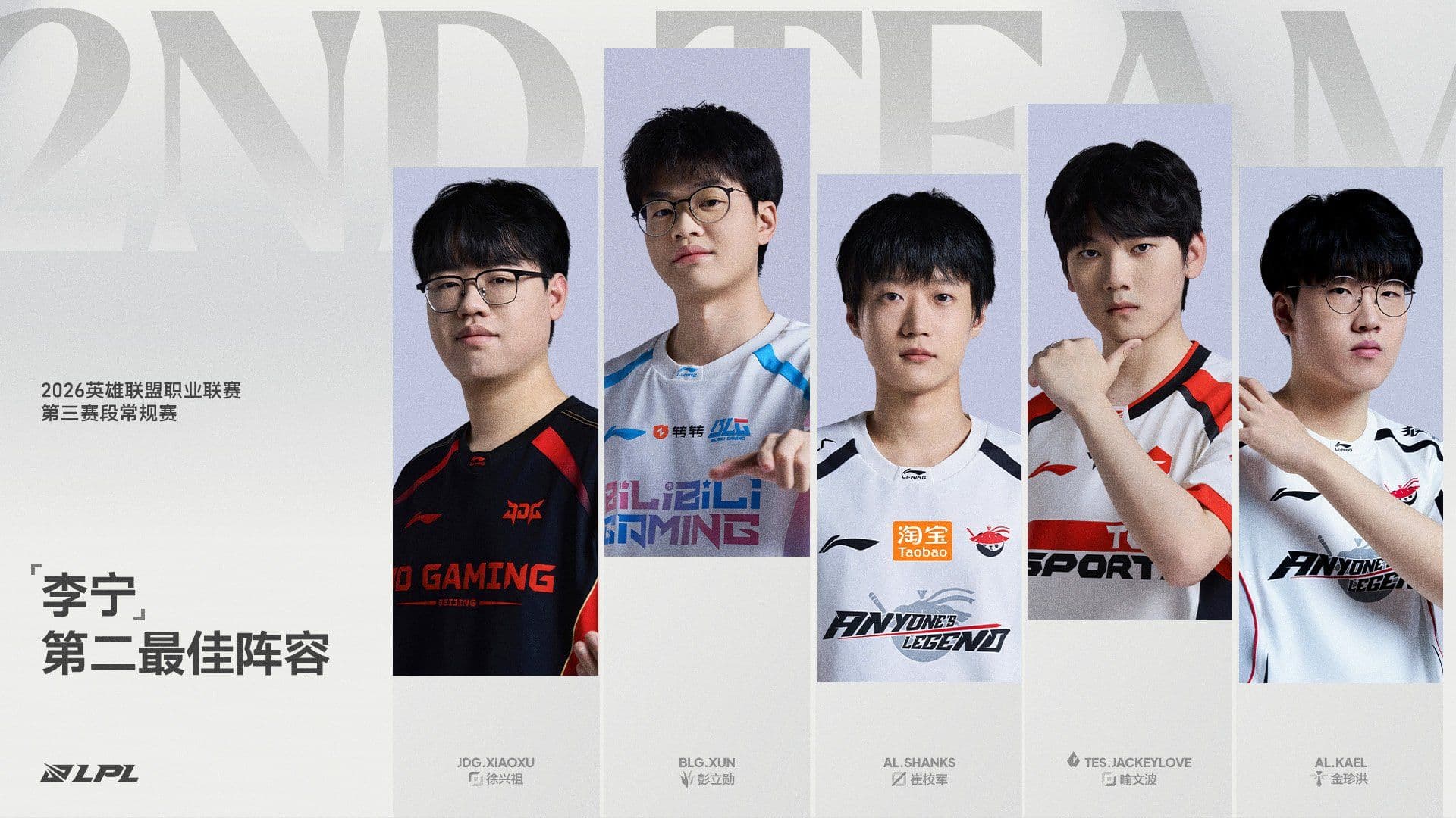 LPL 2026 Split 3 Second Team (Photo by LPL)
