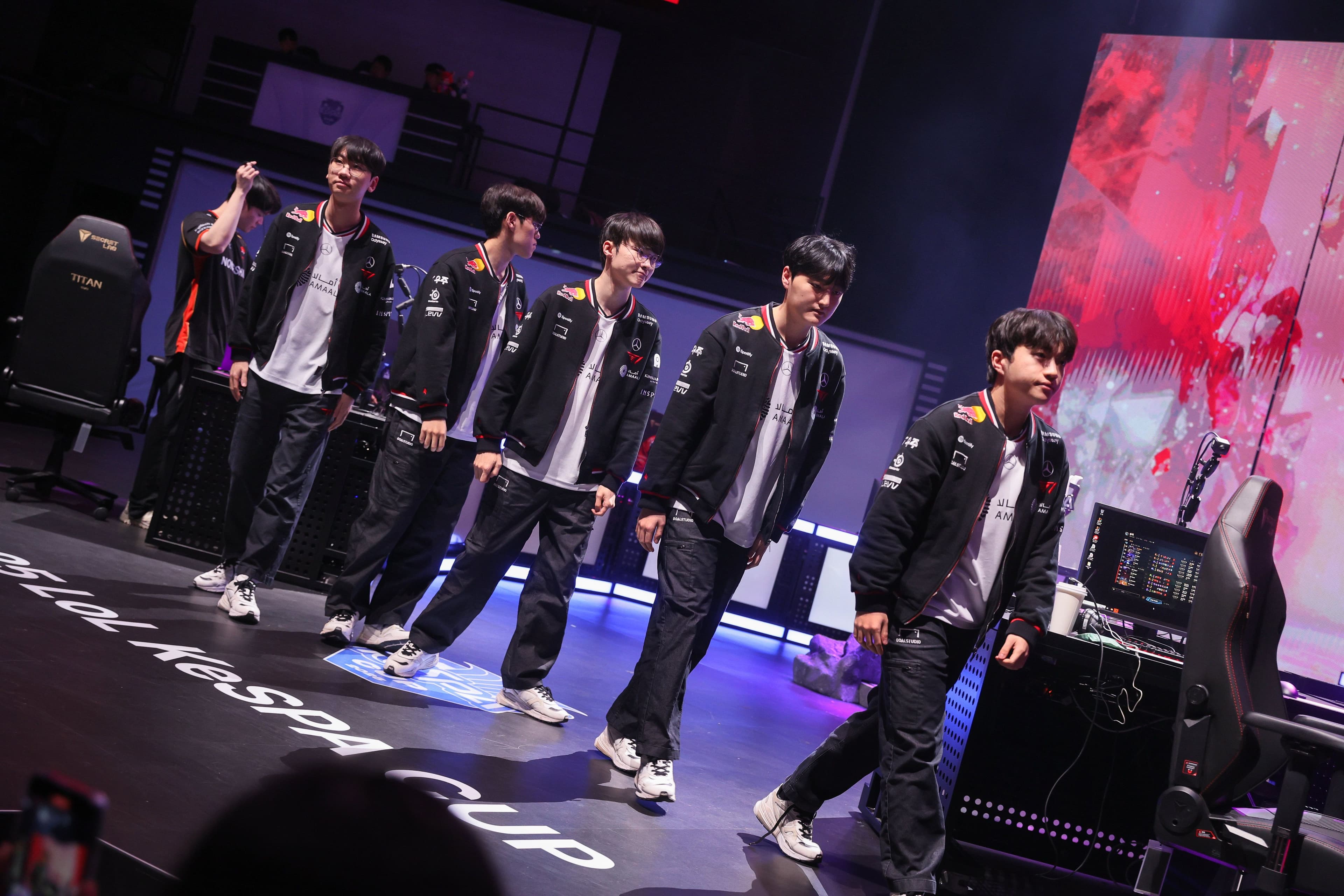 T1 on stage at the 2025 KeSPA Cup