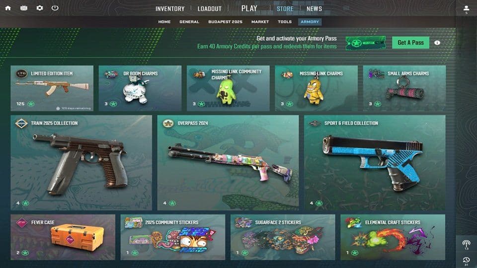 O Arsenal e as Missões Semanais são os substitutos das Operações no CS2 (créditos: Valve)