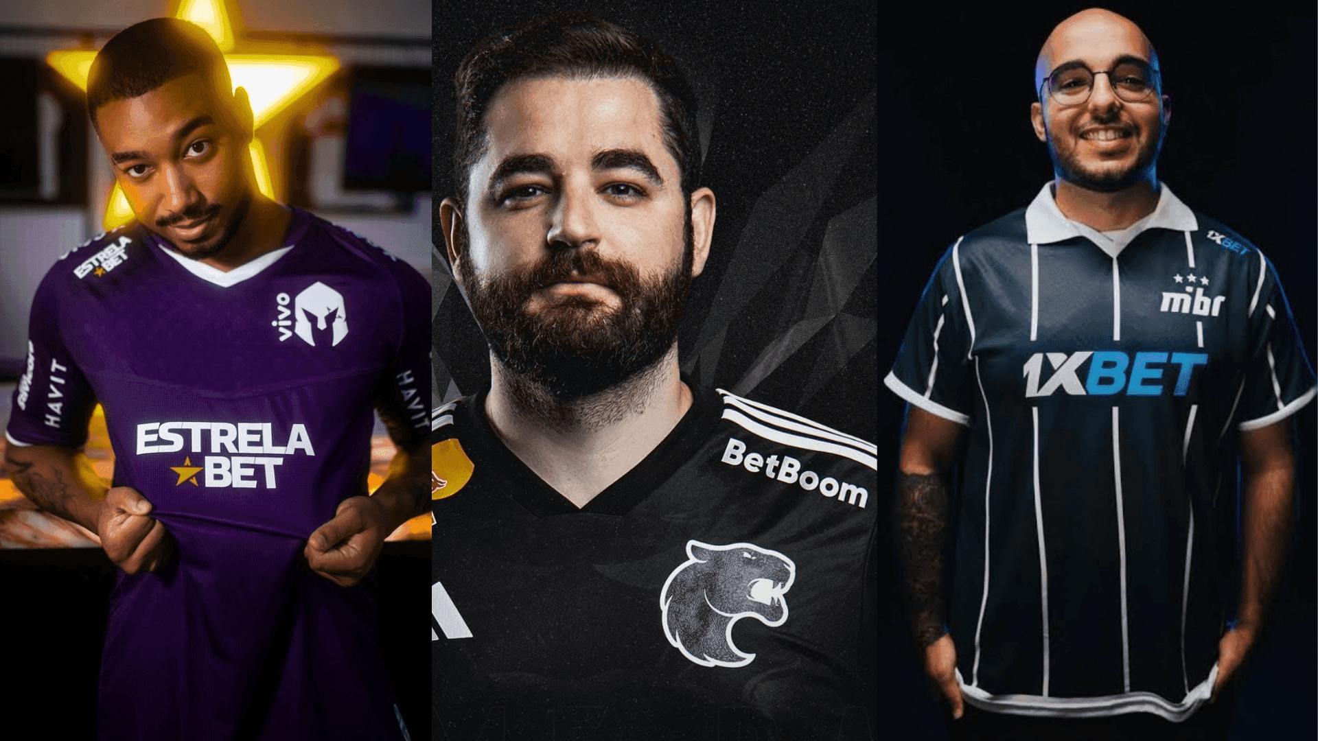 Brazilian orgs Vivo Keyd, FURIA and MIBR with betting sponsors (Image Exclusive to Strafe Esports)
