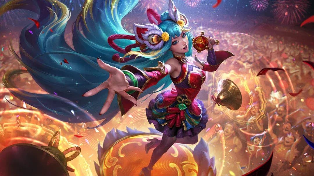 firecracker seraphine skin splash art in league of legends