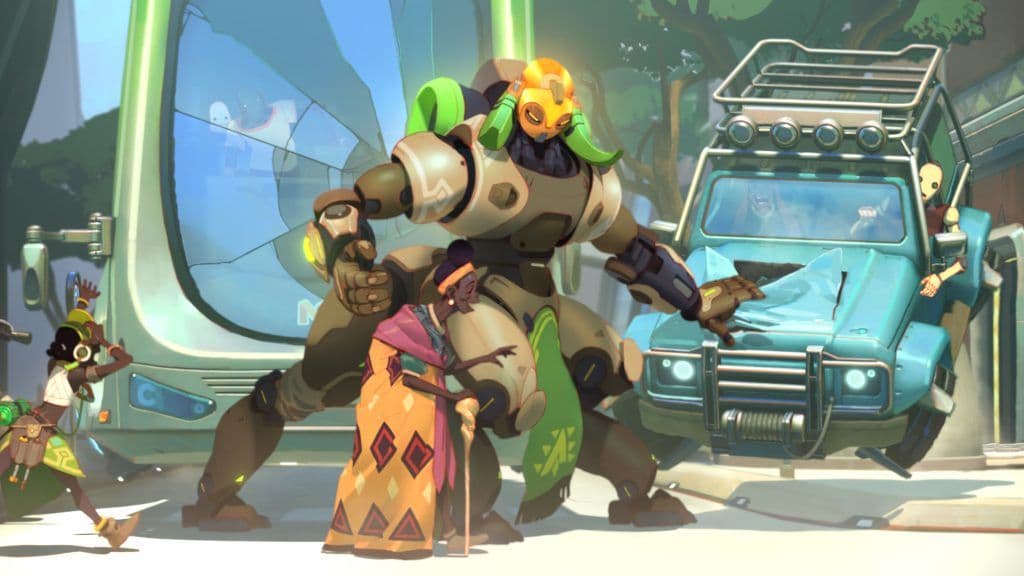 Orisa is the gentle giant of Numbani. Design as its protector, Orisa continues her mission to this day. Credit: Blizzard