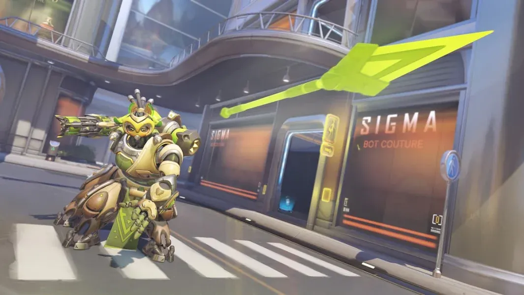 Orisa's Energy Javelin can interrupt abilities and even ultimates. (Credit: Blizard)