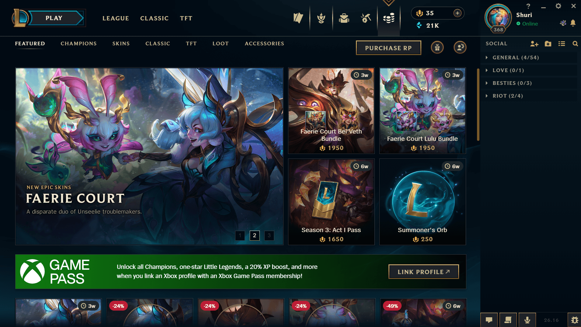 League of Legends in-game store