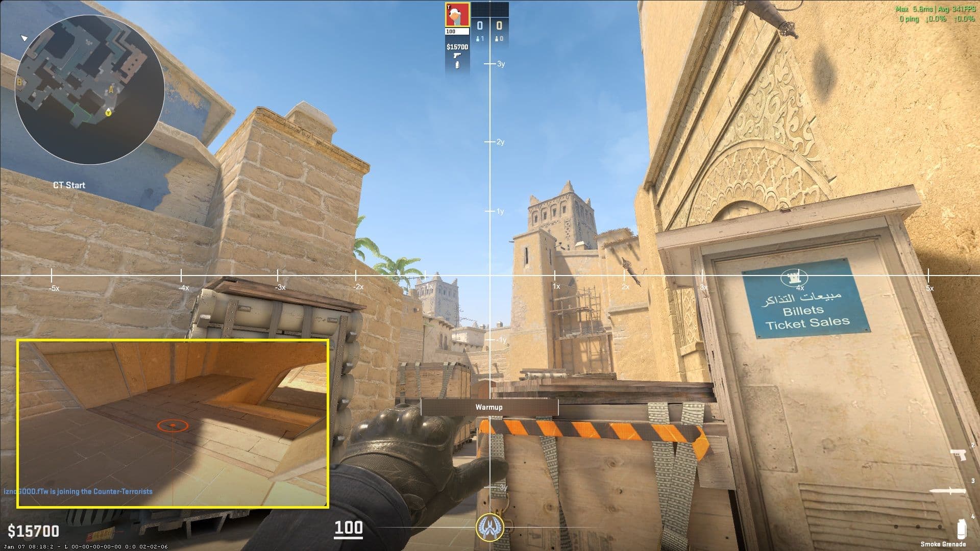 Grenade Line-up Reticle settings in CS2