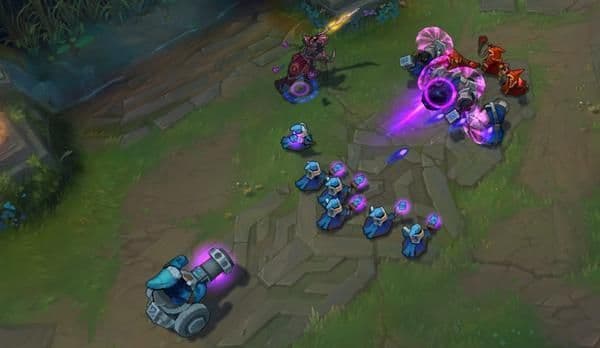 Minions pushing with 'Hand of the Baron' buff. Credit: Riot Games