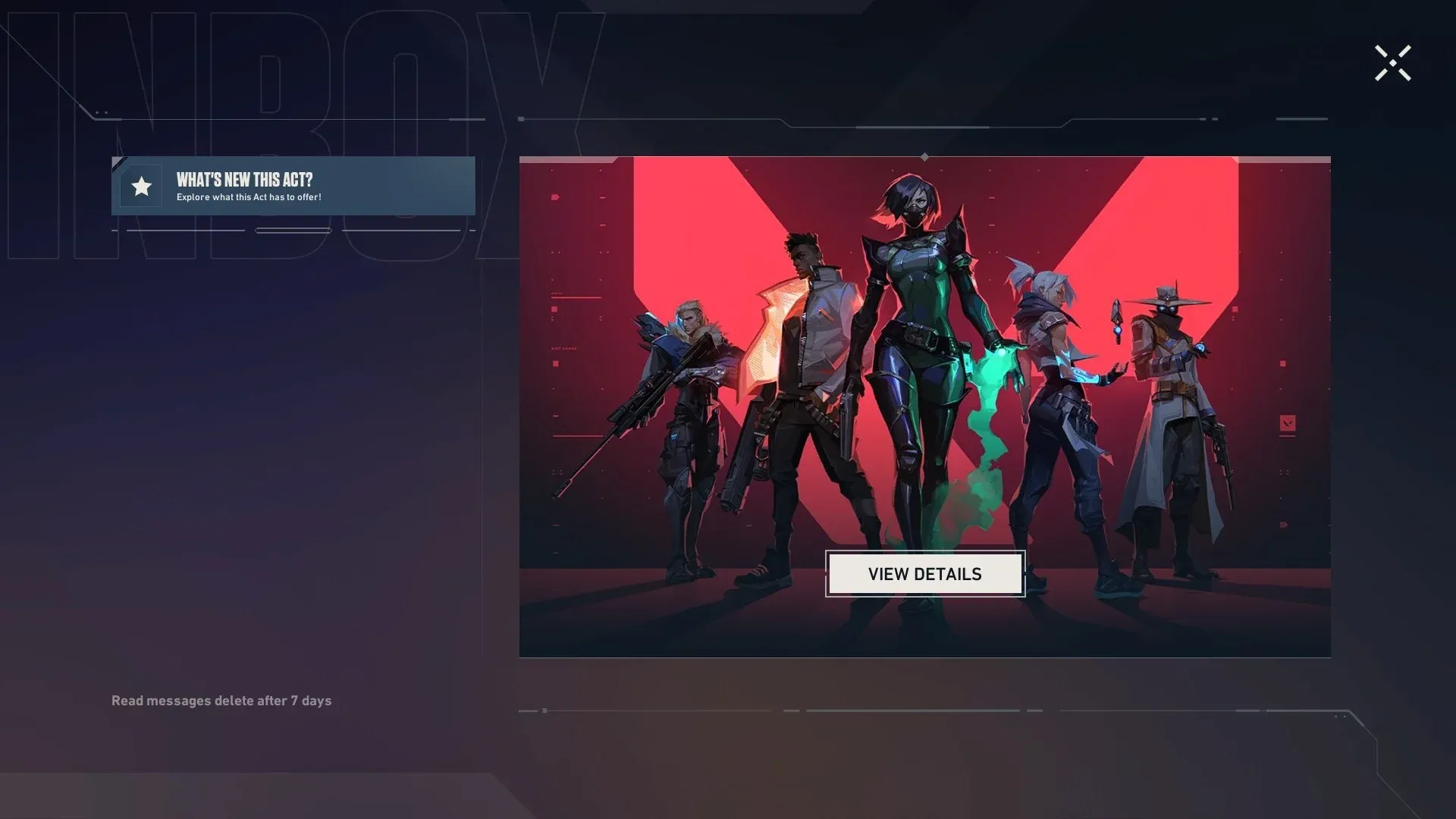 VALORANT Patch 13.00 New Inbox Menu (Screenshot from early-access build)