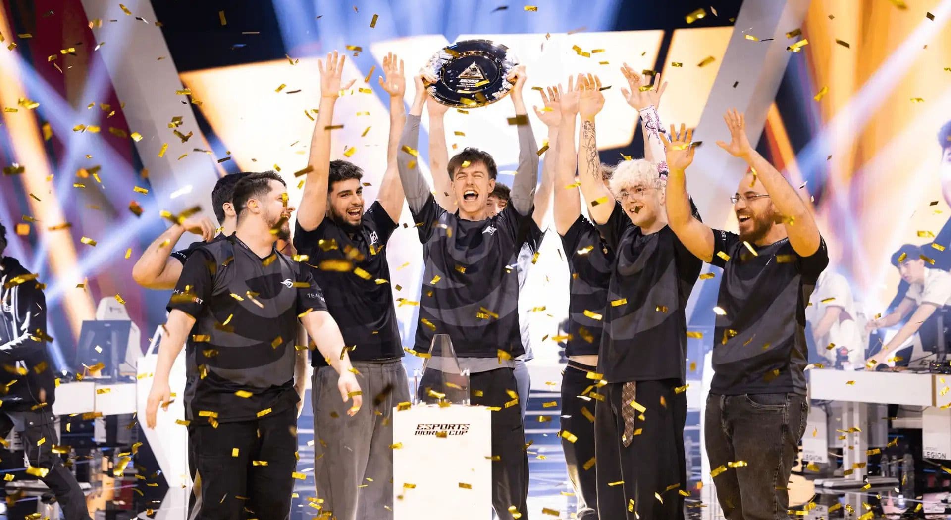 Team Secret lifting the EWC Rainbow Six Siege 2026 trophy (Image Source: Esports World Cup)