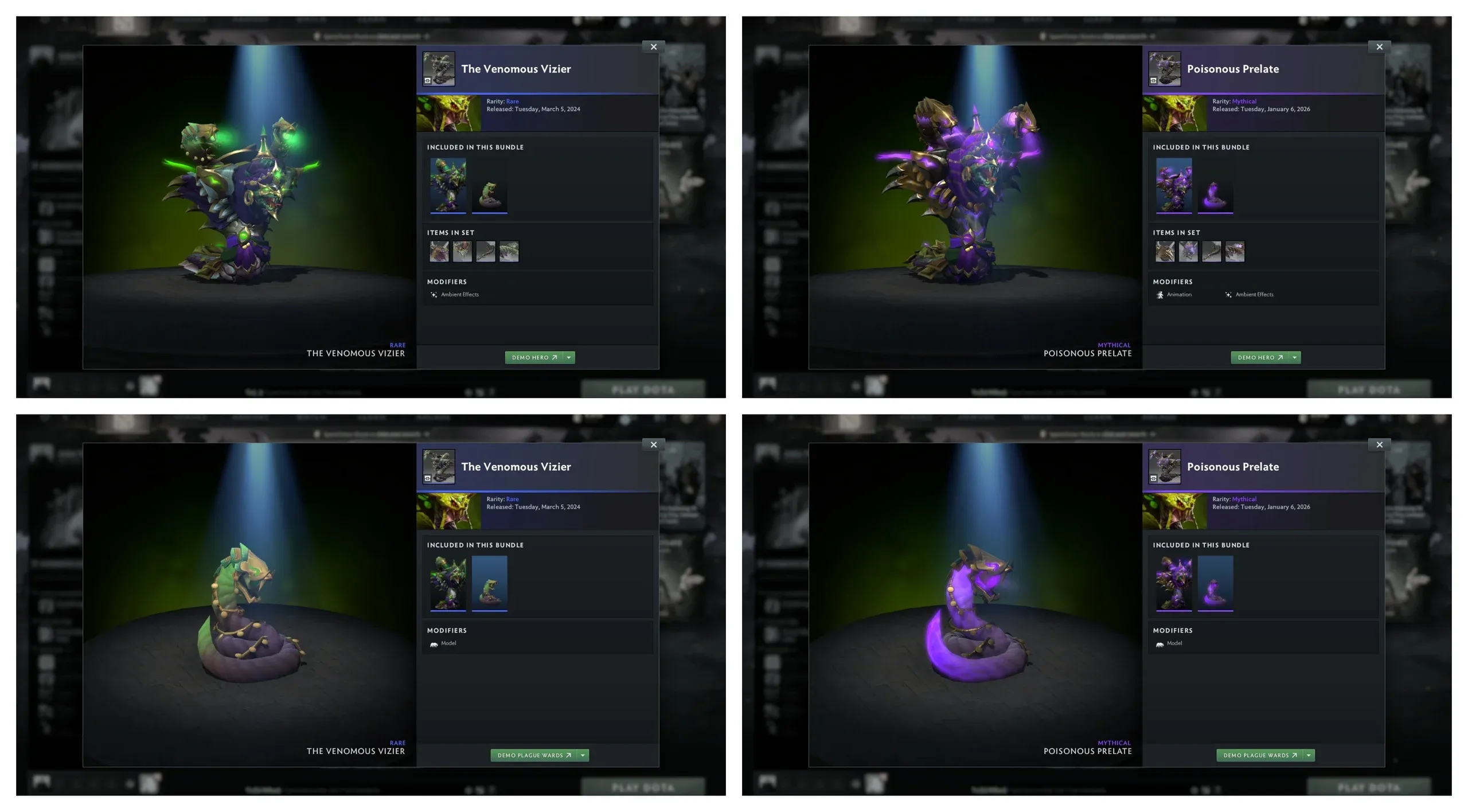 Both new Venomancer sets also have plague ward custom visuals.