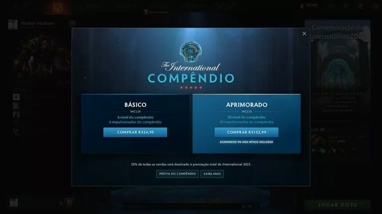 Preço das versões do compêndio.