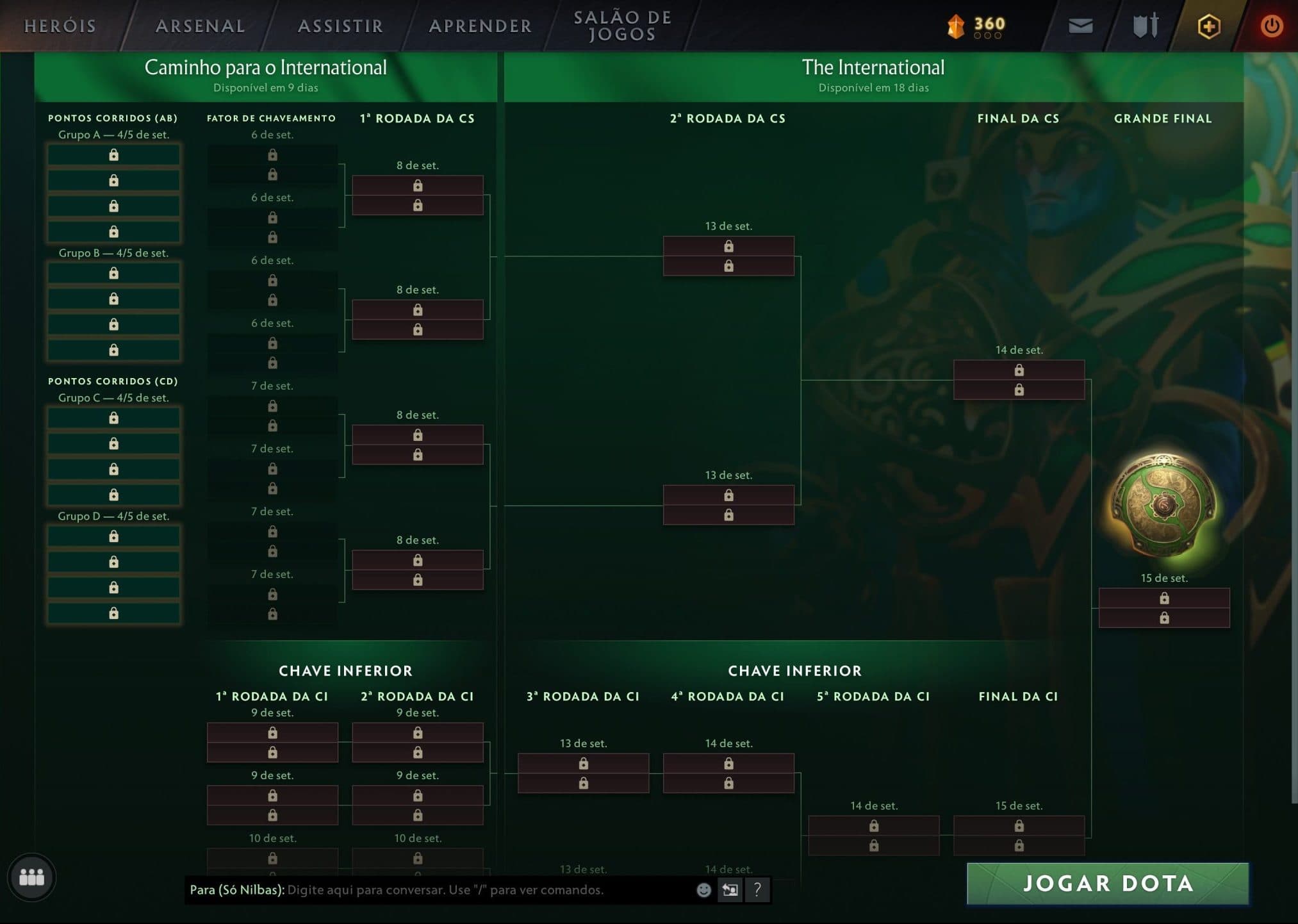 O segundo menu do compêndio é a Previsão do Oráculo.