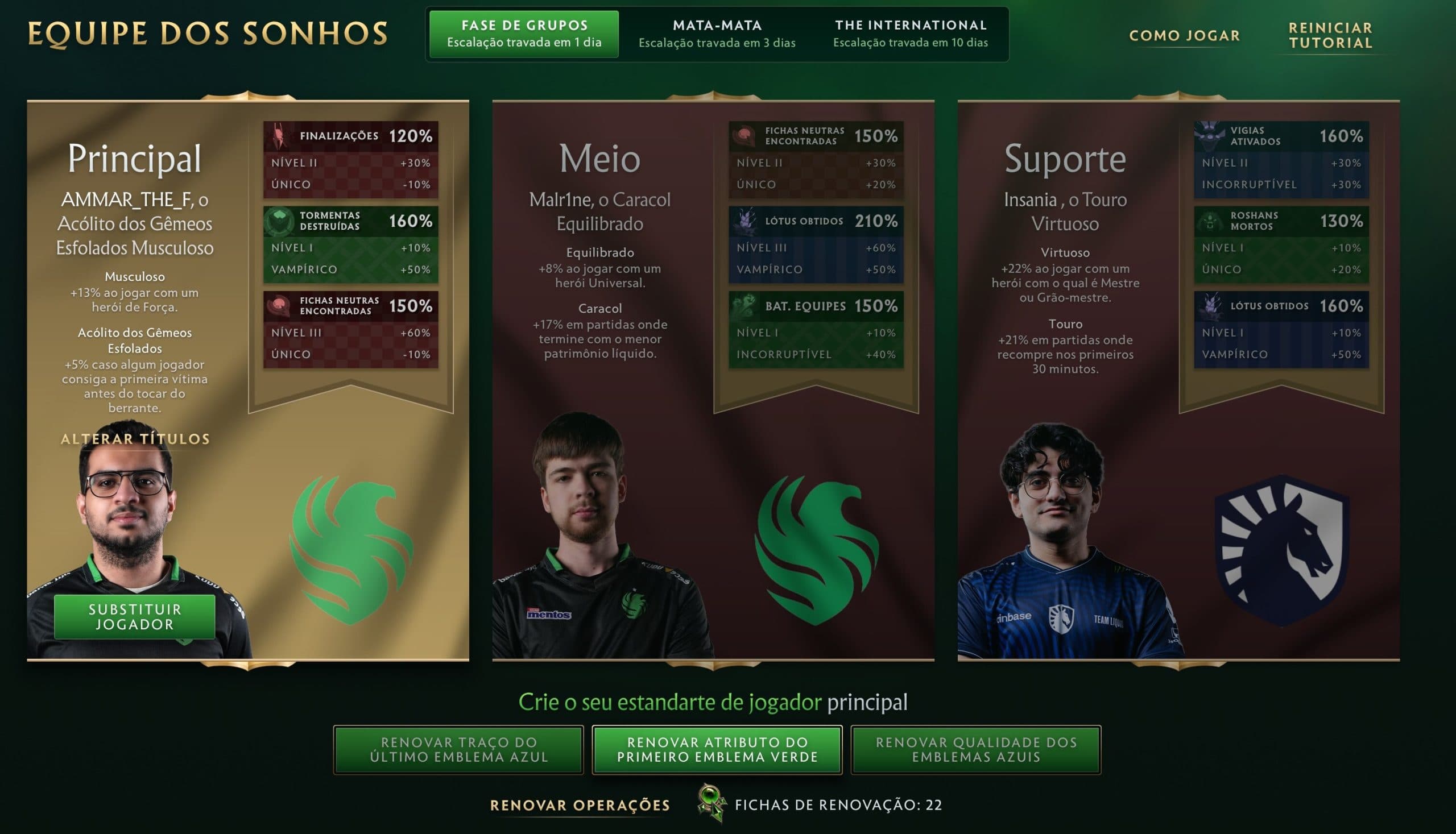 A equipe dos sonho é uma forma de ganhar mais níveis no compêndio do International 2024.