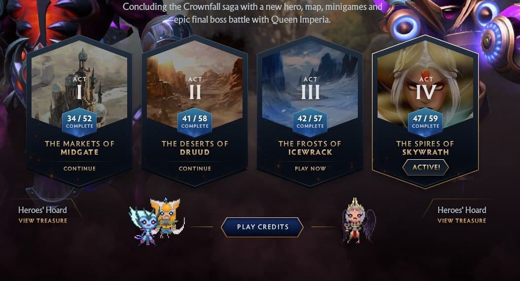 Localização do botão de créditos da Queda Coronal.