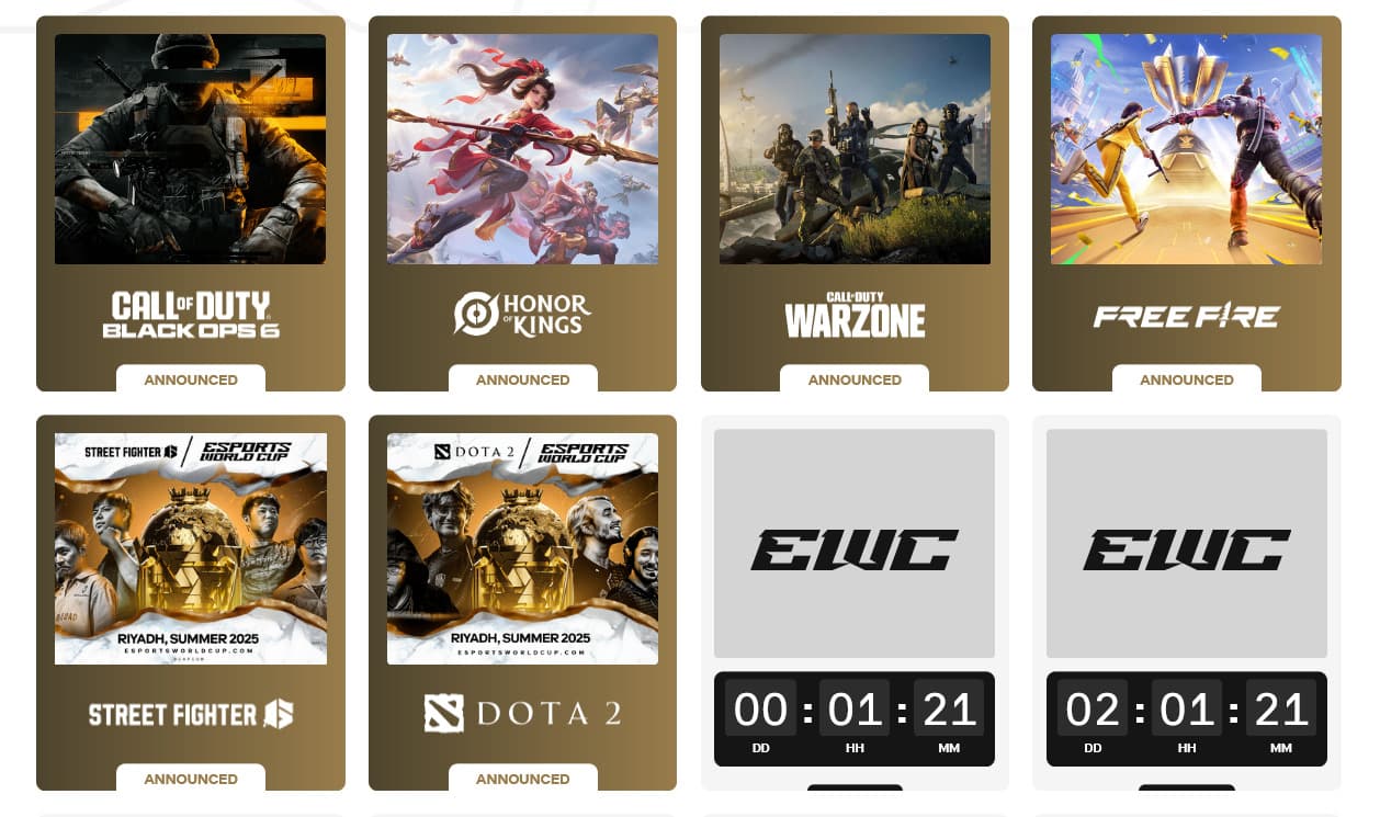 Anúncio do Dota 2 na EWC 2025.