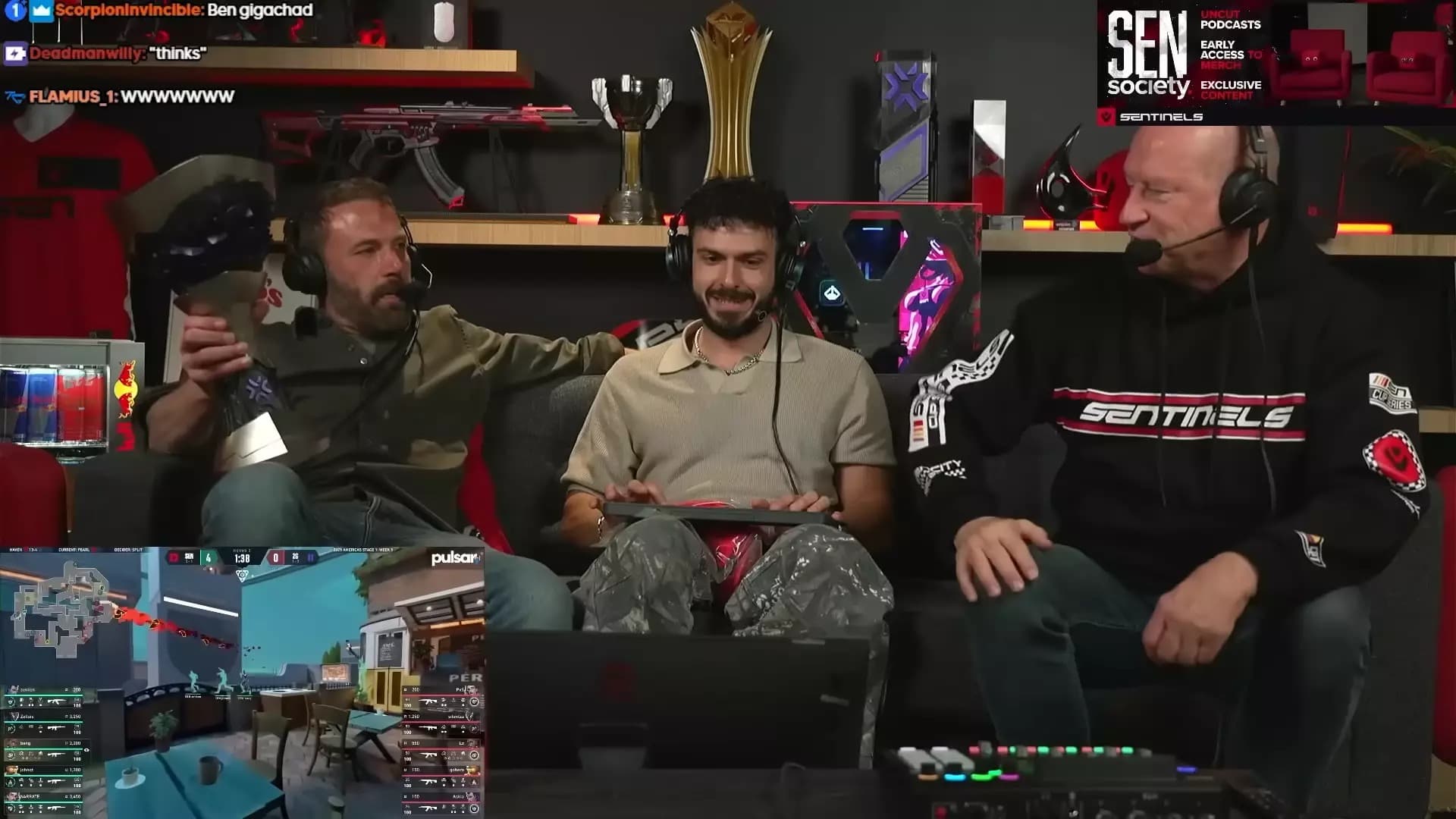 Batman gamer? Ben Affleck aparece em live de VALORANT assistindo a 2G x Sentinels na live do Tarik