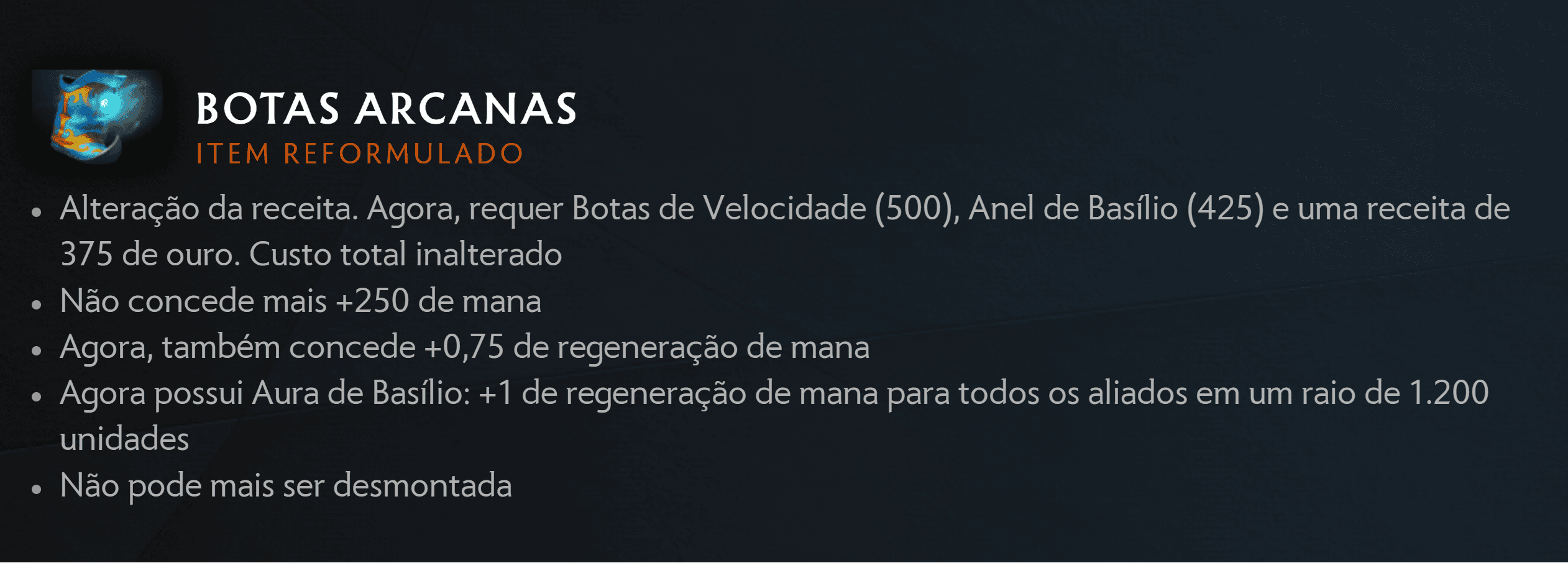As Botas Arcanas são o primeiro item na lista dos reformulados na atualização 7.35.