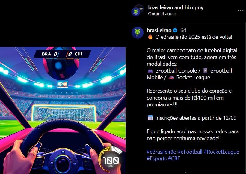 Postagem no Instagram da CBF (creditos: CBF)