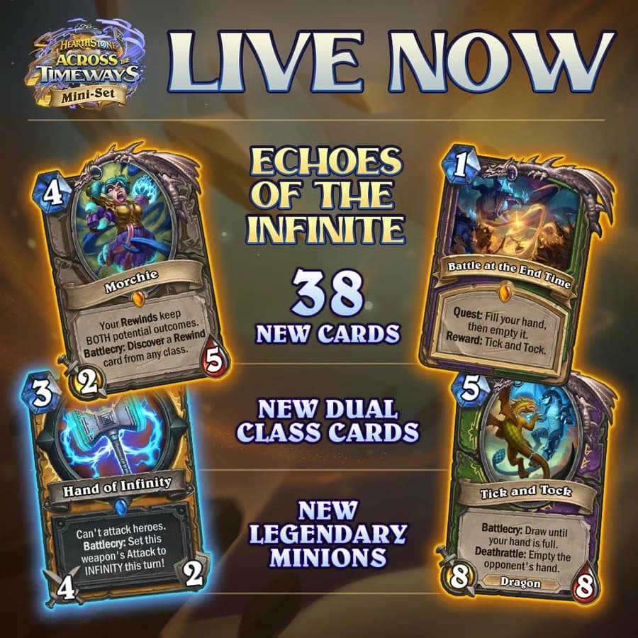 Patch 34.4 do Hearthstone traz Ecos do Infinito: Classe Dupla, Novidades na Arena e Mais!