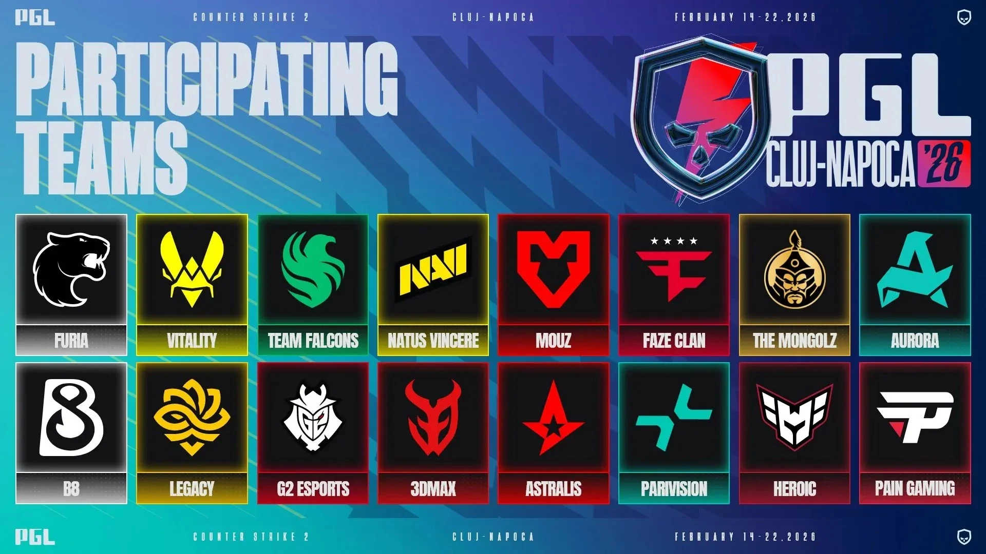 Tudo sobre a PGL Cluj-Napoca, que terá Furia e Pain Gaming representando o Brasil