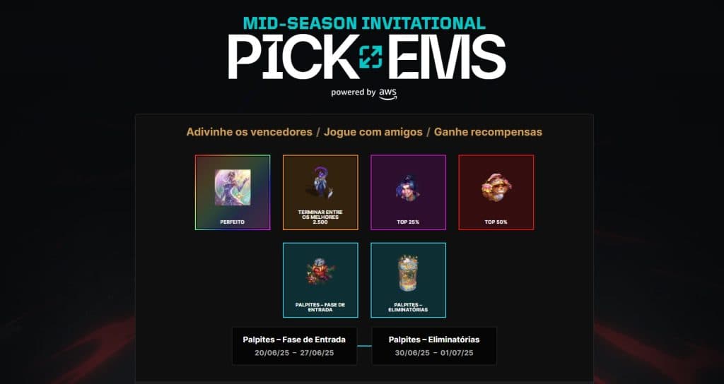 Pagina Principal do Bolão do MSI 2025 (Pick'em Challenge)
