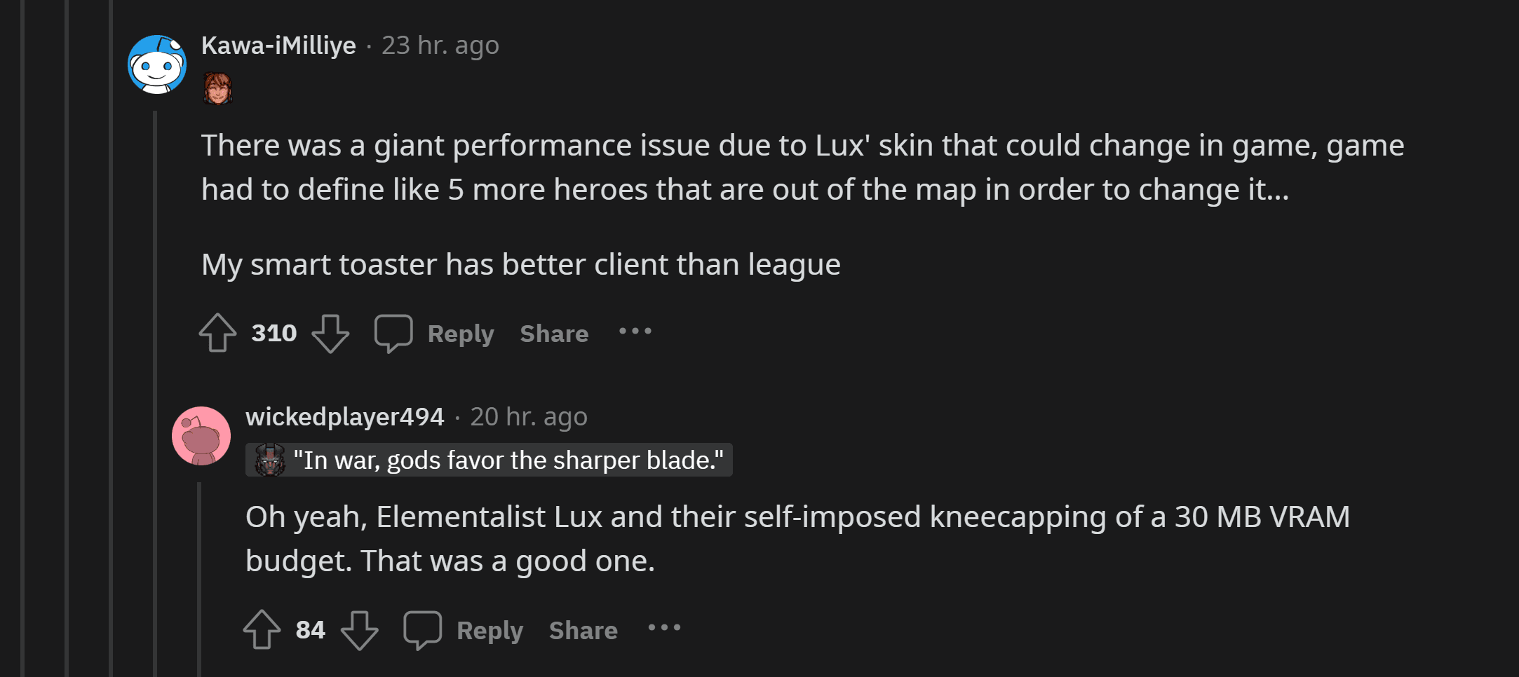 Conversa sobre as limitações do LoL no Reddit