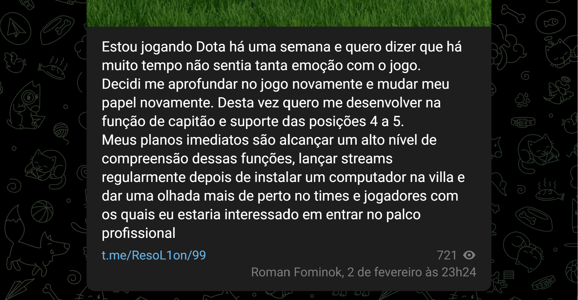 Resolut1on falando sobre sua experiência recente no Dota.