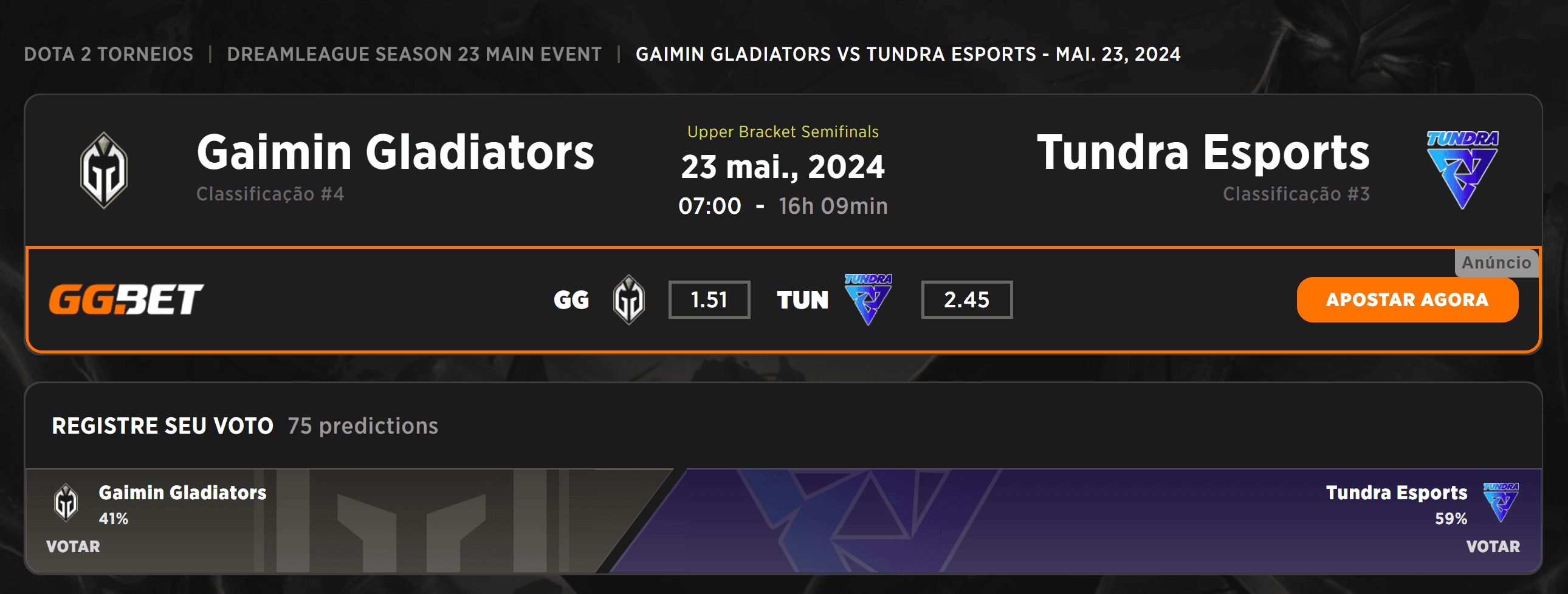 A temporada 23 da DreamLeague avança para o evento principal.