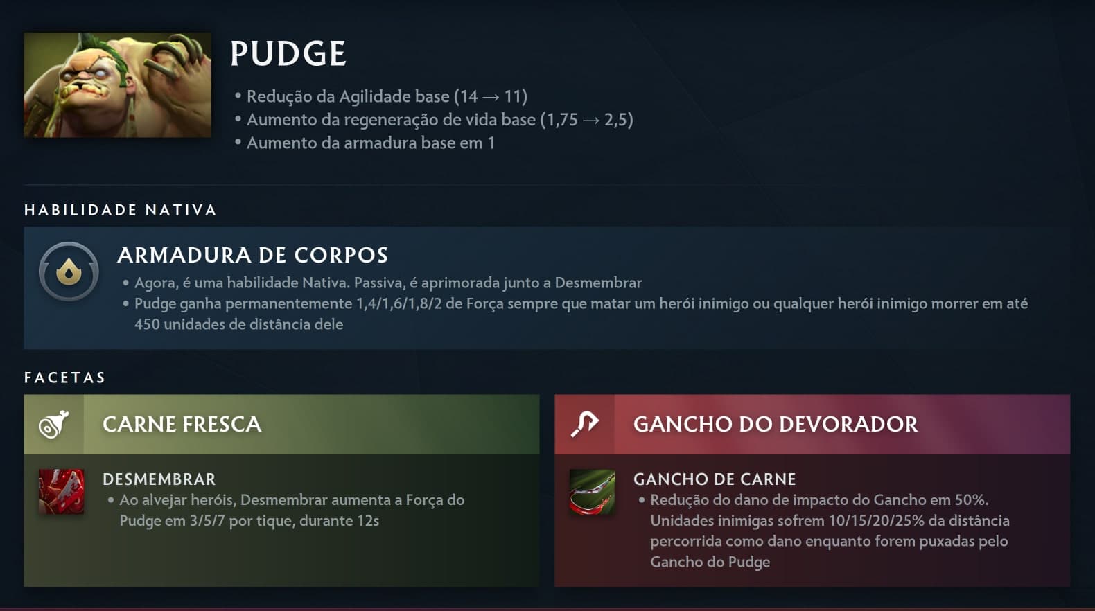 As mudanças do Pudge na atualização mudam pouco a jogabilidade.