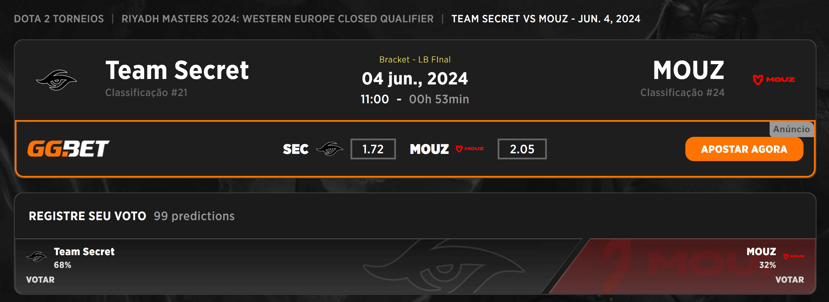 Última partida das regionais na Europa Ocidental.